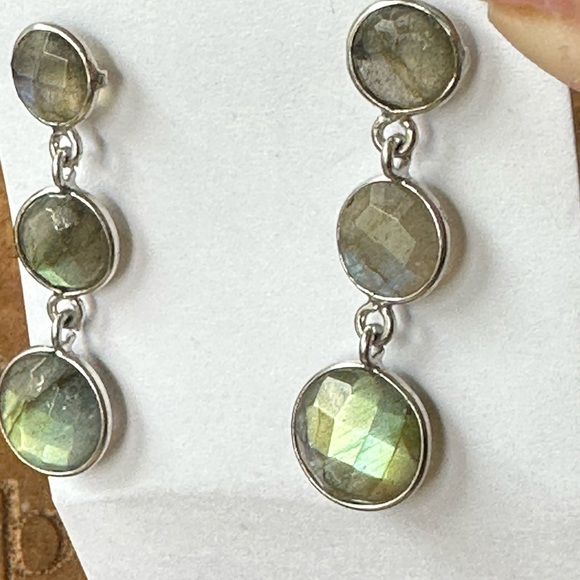 Artisan labradorite sterling silver earrings - Picture 4 of 6